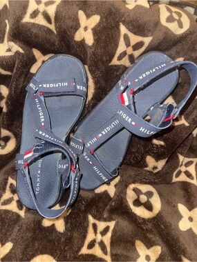 Tommy Hilfiger Navy Sandals with Logo Straps
